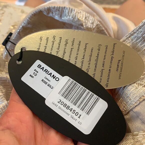Bariano Australia Rose Gold Shimmer Skirt New with tags size 6 - Picture 7 of 12